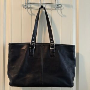 PRISTINE Coach Black Leather Tote